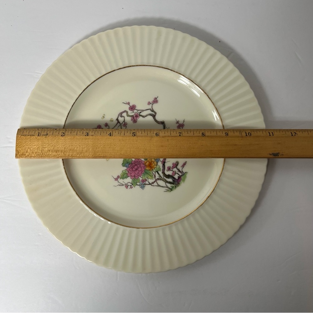 Lenox Trenton Special Plate USA Fluted Floral Gold Rim Blossom Ming Tree - Picture 9 of 16
